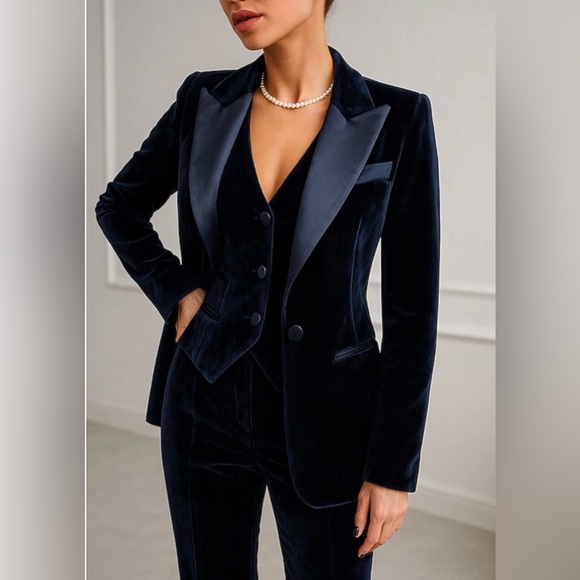Express Jackets & Blazers - Express Black Velvet Blazer with Matching Vest